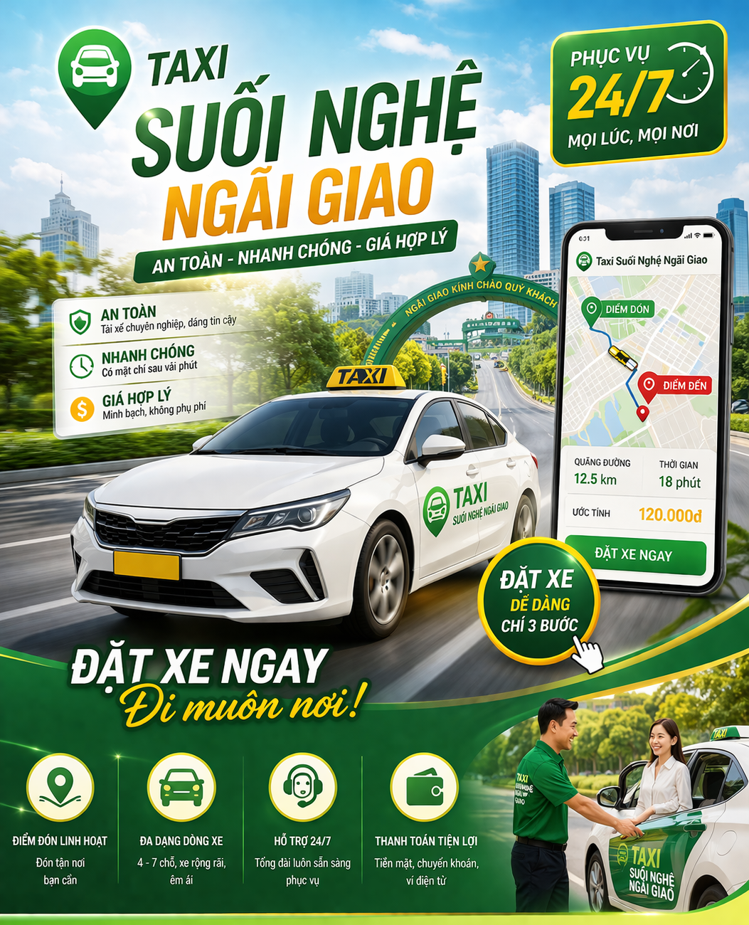 Xe taxi Suối Nghệ Ngãi Giao tại Châu Đức, Bà Rịa - Vũng Tàu